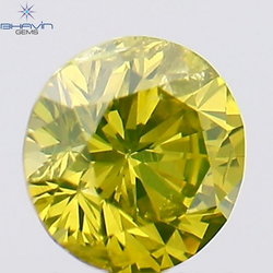 0.15 CT Round Shape Natural Diamond Green Yellow Color SI1 Clarity (3.44 MM)