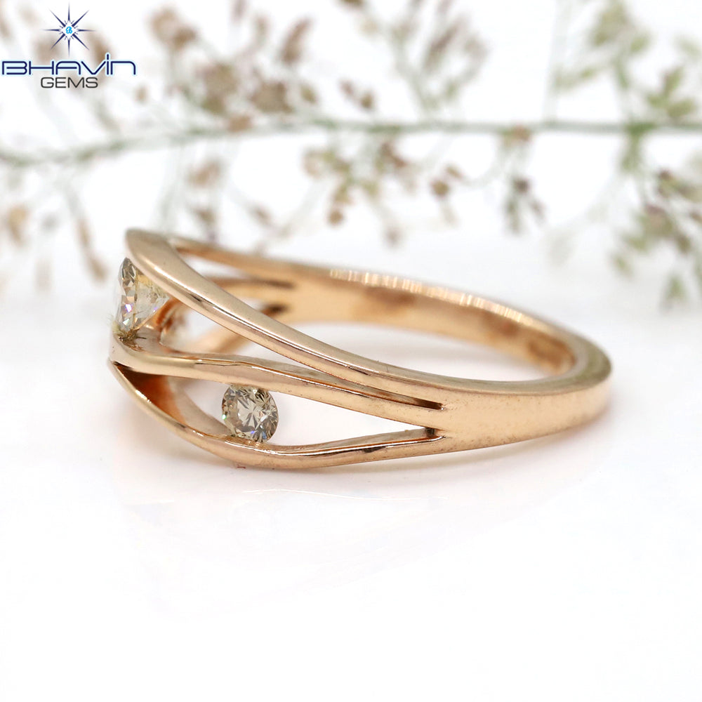 Round Diamond Brown Diamond Natural Diamond Ring Gold Ring Engagement Ring