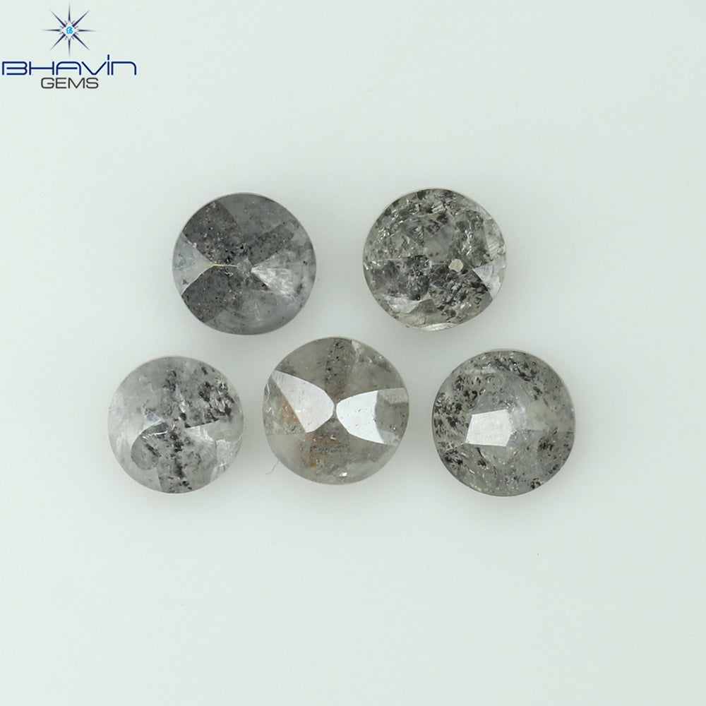 0.55 CT /5 Pcs Uncut Shape Salt And Pepper Natural Loose Diamond I3 Clarity (2.98 MM)