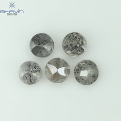 0.55 CT /5 Pcs Uncut Shape Salt And Pepper Natural Loose Diamond I3 Clarity (2.98 MM)