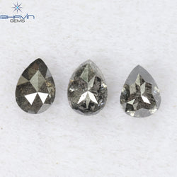 0.95 CT/3 PCS Pear Shape Natural Diamond Salt And pepper Color I3 Clarity (5.02 MM)