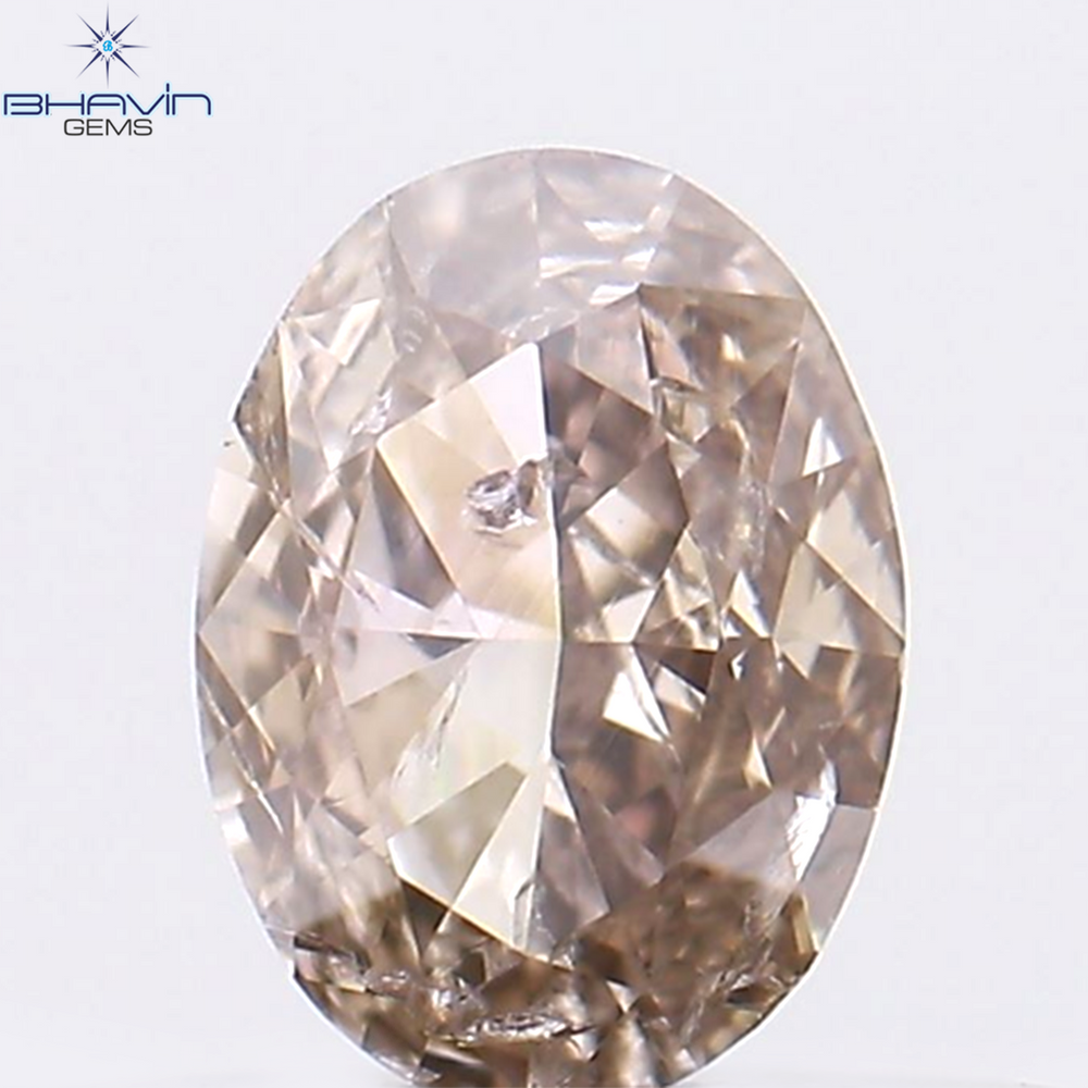 0.27 CT Oval Shape Natural Diamond Brown-Pink Color SI1 Clarity (4.66 MM)