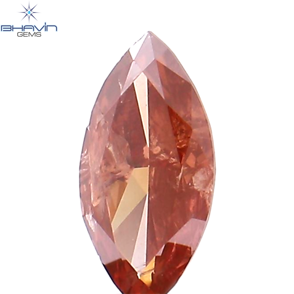 0.25 CT Marquise Shape Natural Diamond Pink Color I1 Clarity (6.14 MM)