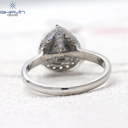 Pear Diamond Natural Diamond Ring Salt And Pepper Color Gold Ring Engagement Ring