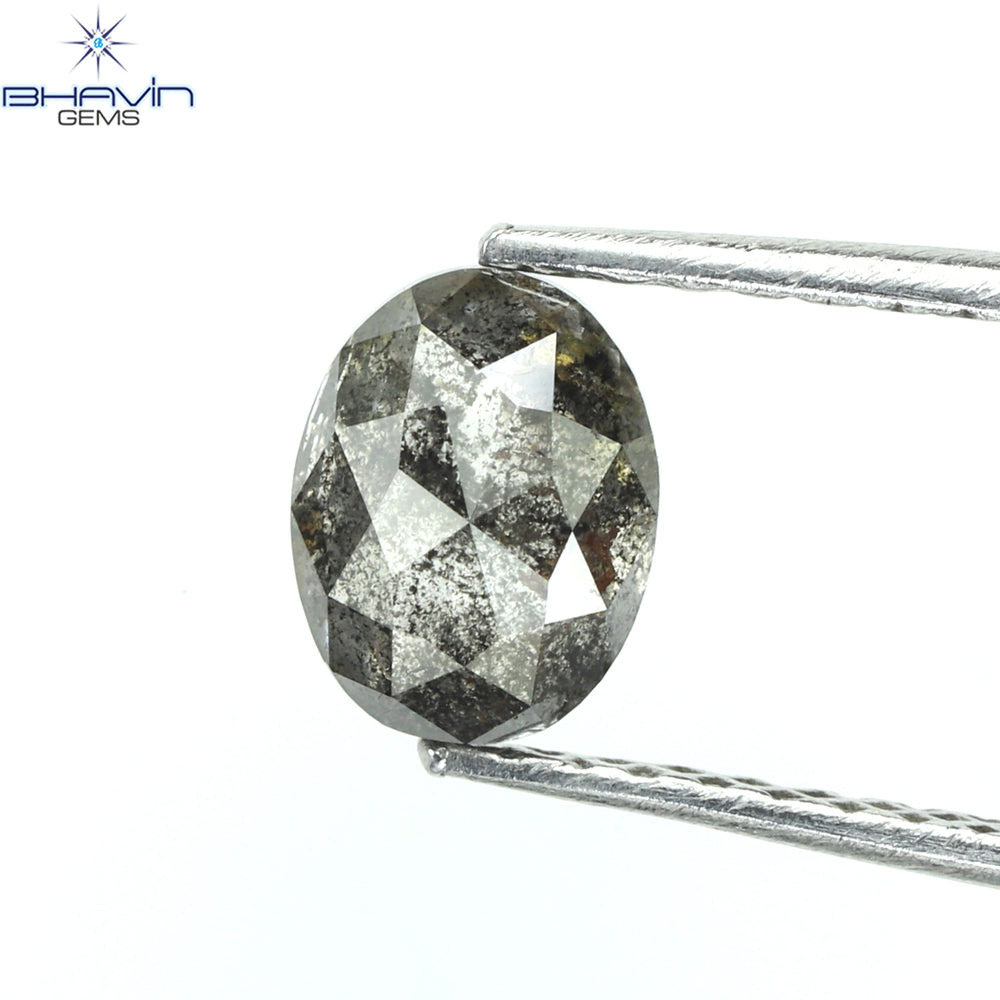 0.88 CT Oval Shape Natural Diamond Salt And Pepper Color I3 Clarity (6.28 MM)