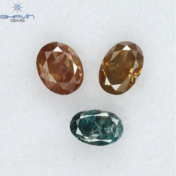 0.65 CT/3 Pcs Oval Shape Enhanced Pink Blue Color Natural Loose Diamond SI2 Clarity (4.25 MM)