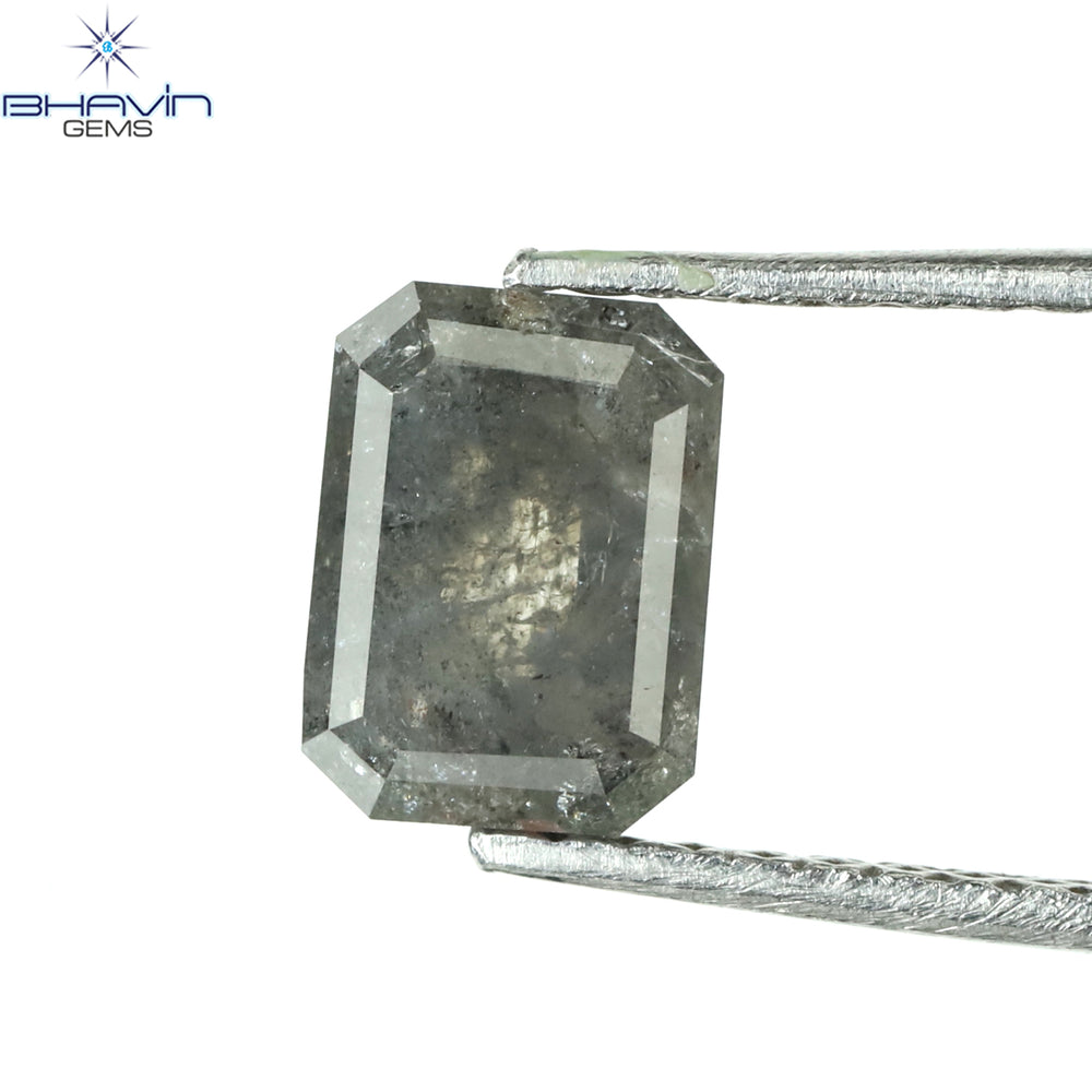 1.00 CT アッシャー シェイプ ナチュラル ダイヤモンド ソルト アンド ペッパー カラー I3 クラリティ (5.72 MM)