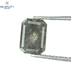 1.00 CT アッシャー シェイプ ナチュラル ダイヤモンド ソルト アンド ペッパー カラー I3 クラリティ (5.72 MM)