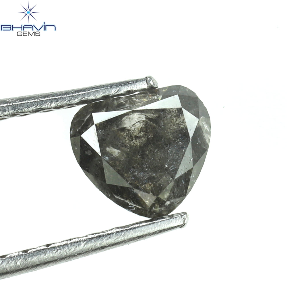 0.54 CT Heart Shape Natural Loose Diamond Salt And Pepper Color I3 Clarity (5.42 MM)