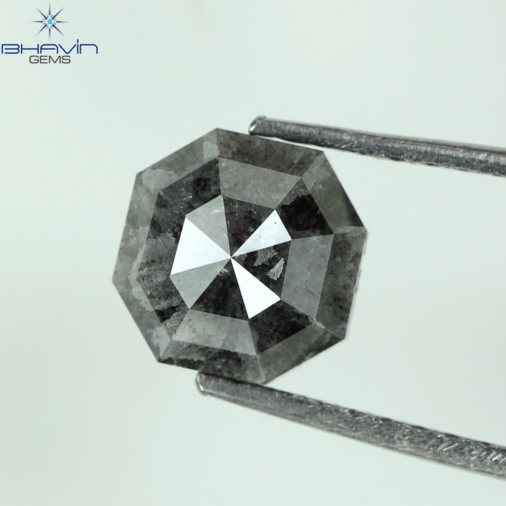 1.50 CT エメラルド シェイプ ナチュラル ルース ダイヤモンド ソルト アンド ペッパー カラー I3 クラリティ (6.38 MM)
