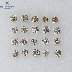 0.29 CT/20 Pcs Round Shape Natural Loose Diamond Brown Pink Argyle Color VS-SI Clarity (1.60 MM)