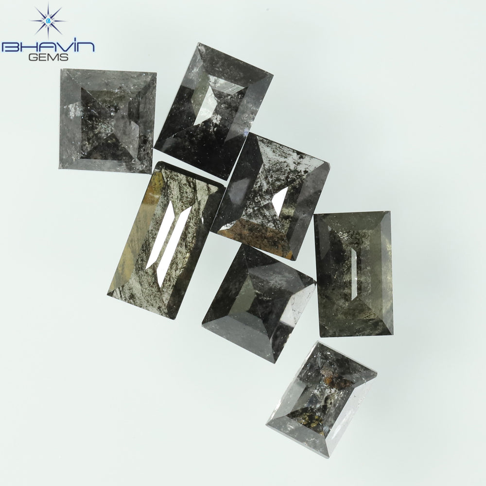 0.92 CT/7 Pcs, Baguette Diamond, Salt And Pepper Color, I3 Clarity