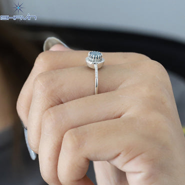 Gold Metal Blue Round Shape Diamond Engagement Ring And Wedding Diamond Ring