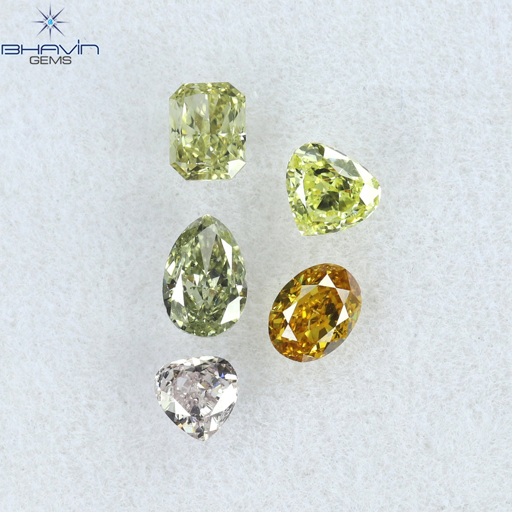 0.70 CT/5 Pcs Mix Shape Natural Diamond Mix Color VS2 Clarity (4.10 MM)