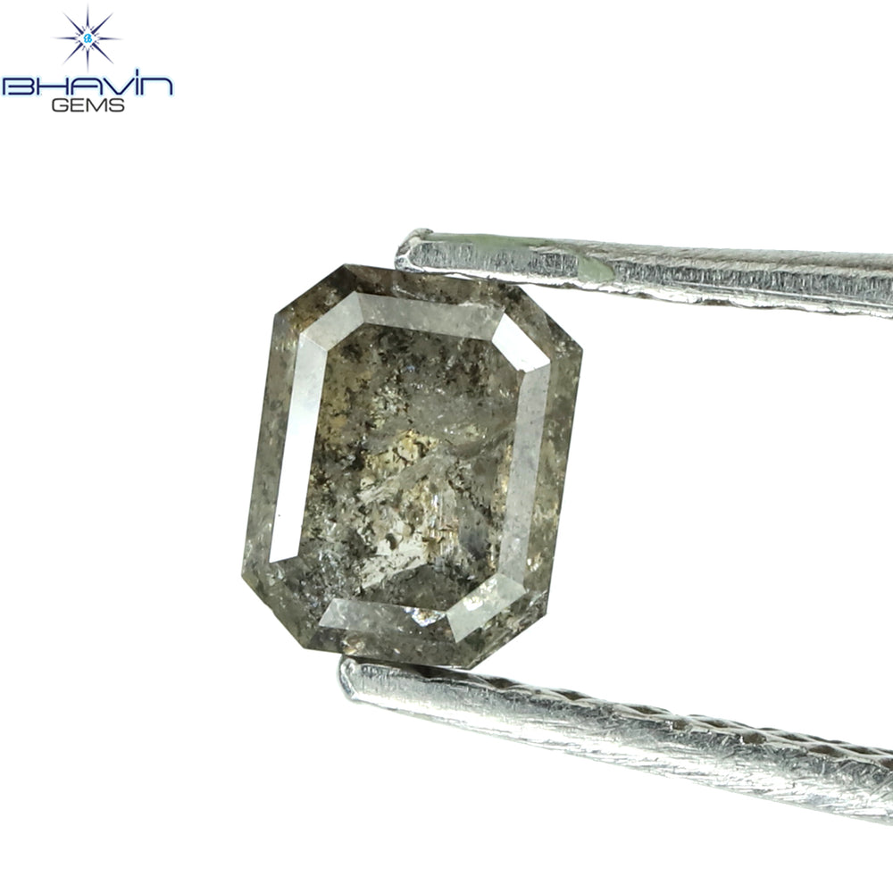 1.00 CT アッシャー シェイプ ナチュラル ダイヤモンド ソルト アンド ペッパー カラー I3 クラリティ (5.72 MM)