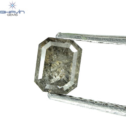 1.00 CT アッシャー シェイプ ナチュラル ダイヤモンド ソルト アンド ペッパー カラー I3 クラリティ (5.72 MM)
