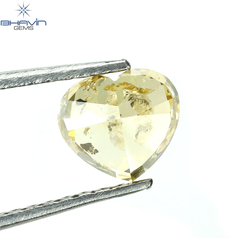 1.00 CT Heart Shape Natural Diamond Orange Yellow Color I2 Clarity (6.22 MM)
