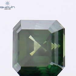 1.01 CT アッシャー シェイプ ナチュラル ダイヤモンド グリーン カラー VS1 クラリティ (5.34 MM)