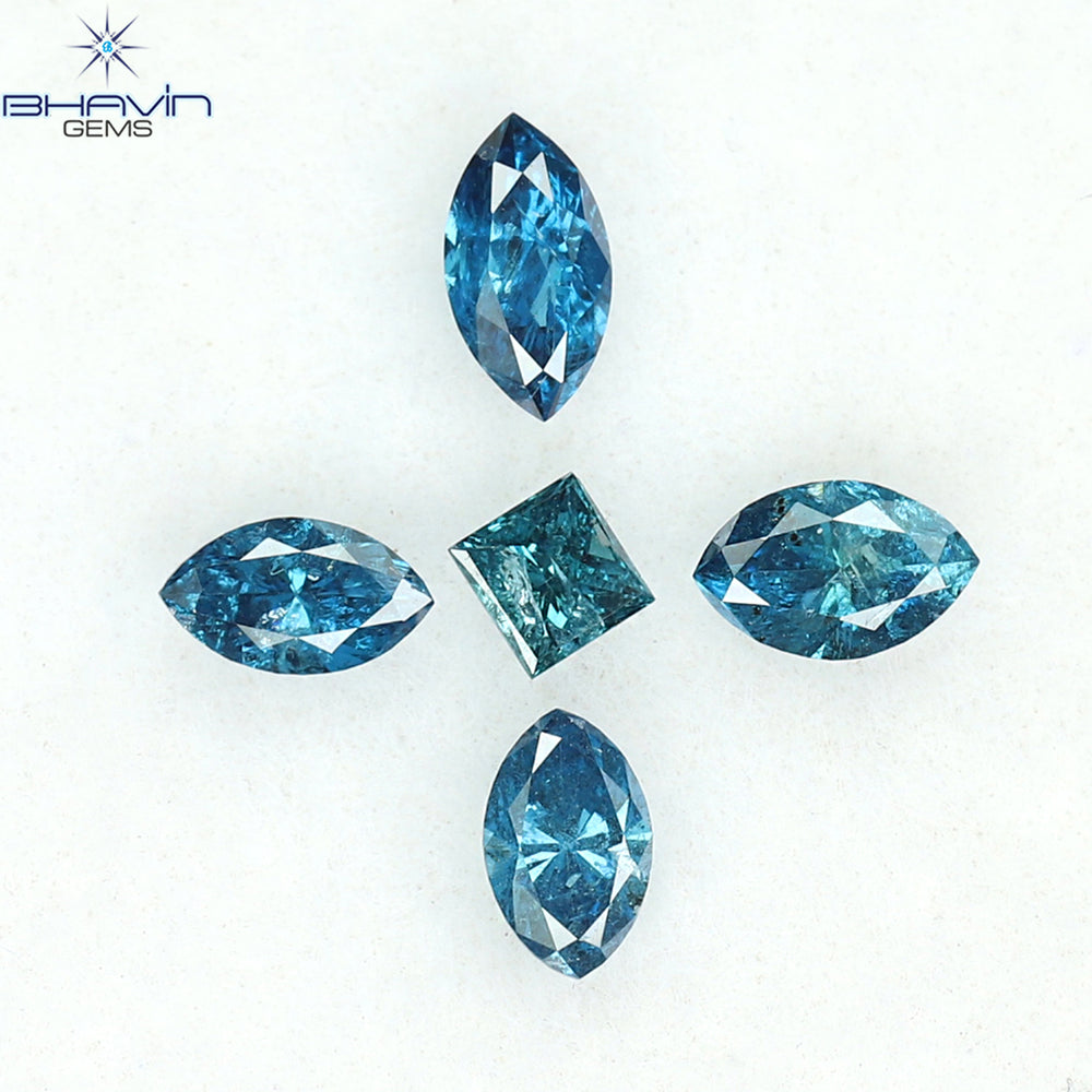 0.48 CT/5 PCS Marquise Diamond Natural Diamond Blue Diamond I2 Clarity (4.44 MM)