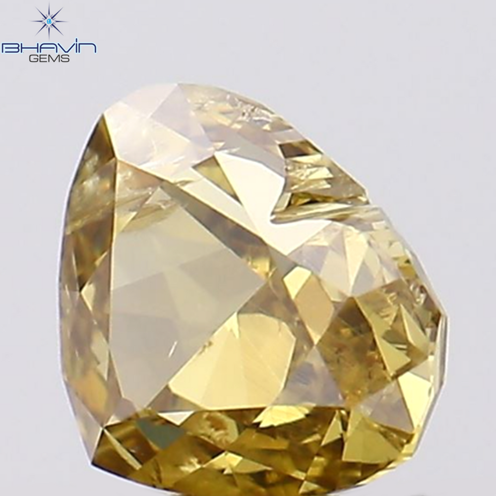 0.37 CT Heart Shape Natural Diamond Orange Yellow Color I1 Clarity (4.90 MM)