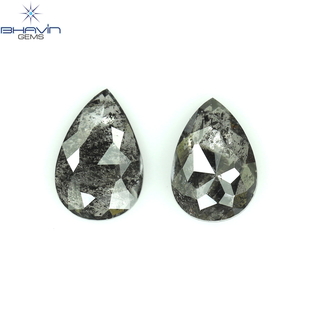 0.57 CT/2 Pcs Pear Shape Natural Loose Diamond Salt And Pepper Color I3 Clarity (5.63 MM)