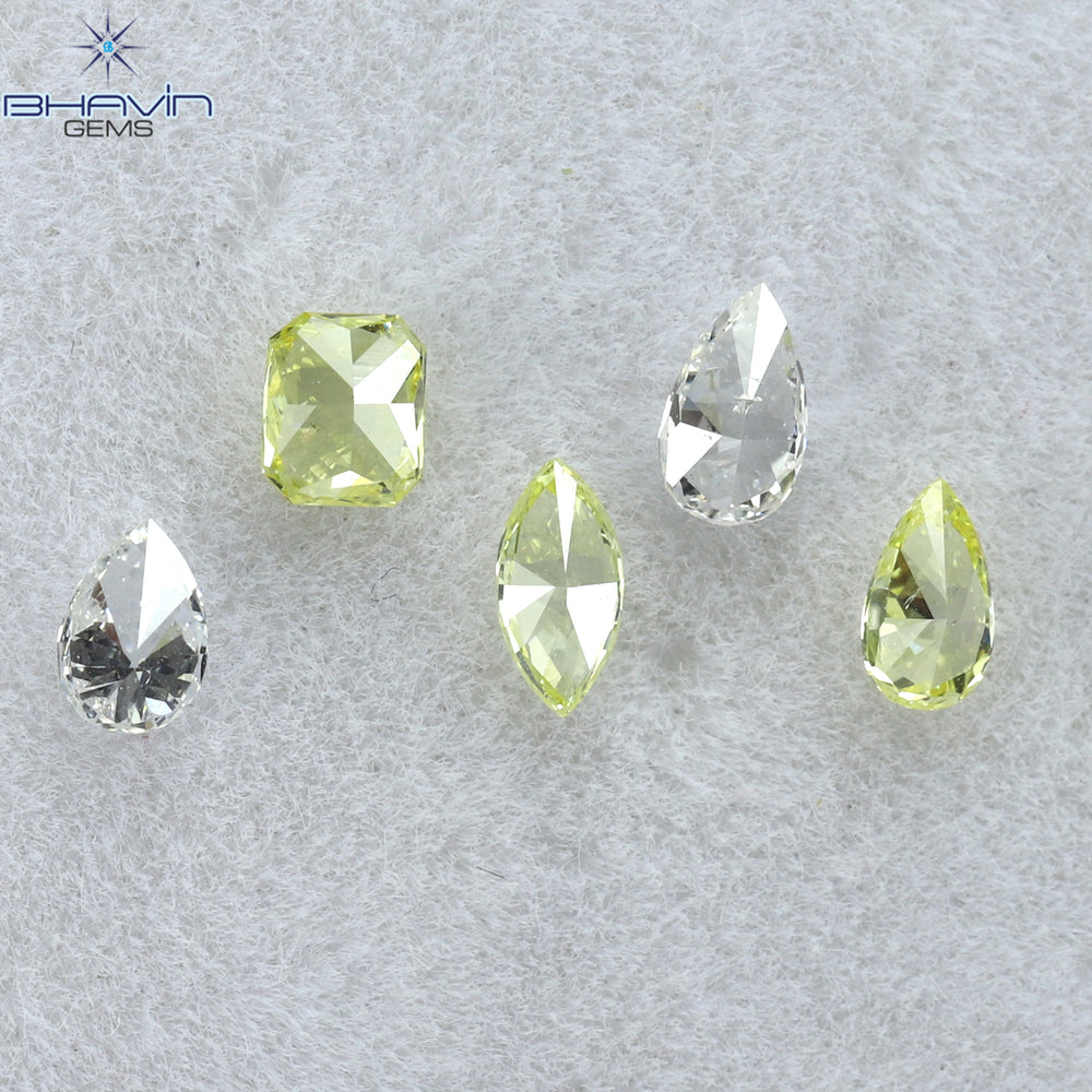 0.40 CT/5 Pcs Mix Shape Natural Diamond Pink-Yellow Color VS-SI Clarity (4.05 MM)