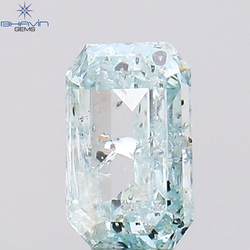 1.01 CT エメラルド シェイプ ナチュラル ダイヤモンド グリーンがかったブルー カラー I2 クラリティ (6.60 MM)