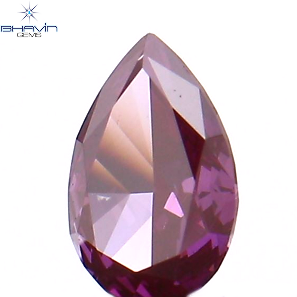 0.08 CT Pear Shape Natural Diamond Enhanced Pink Color VS1 Clarity (3.56 MM)