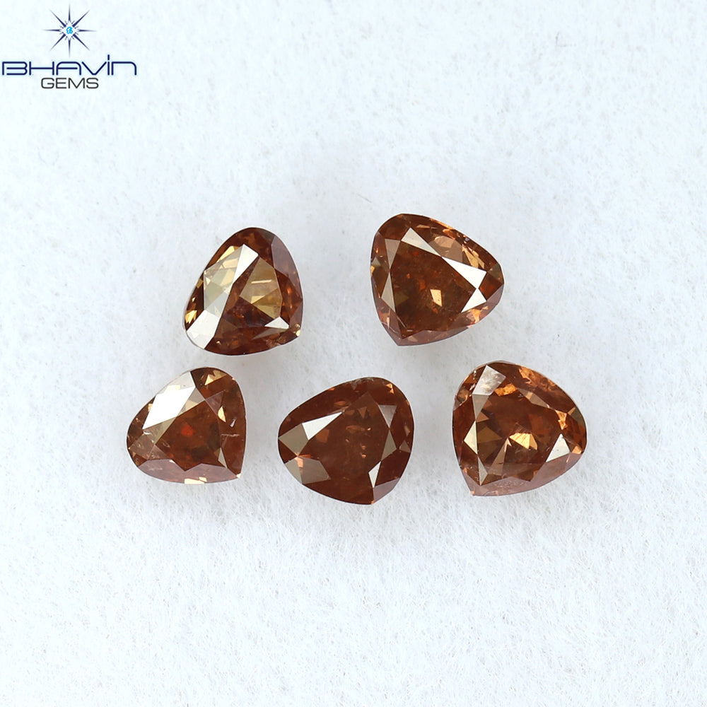 0.64 CT/5 Pcs Heart Shape Natural Loose Diamond Pink Color SI1 Clarity (3.20 MM)