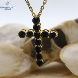 Diamond Pendant, Round Diamond, Black Diamond, Yellow Gold Pendant, Bridal Necklace, Pendant