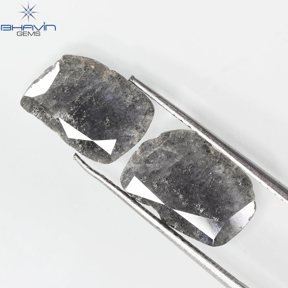 2.32 CT/2 PCS Slice Diamond Salt And Pepper Color Clarity I3 (12.50 MM)