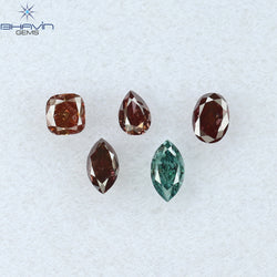 0.47 CT/5 Pcs Mix Shape Natural Diamond Pink Color SI Clarity (3.00 MM)