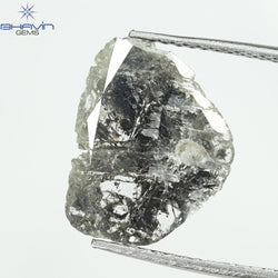 1.89 CT Slice Shape Natural Diamond Salt And Pepper Color I3 Clarity (14.30 MM)