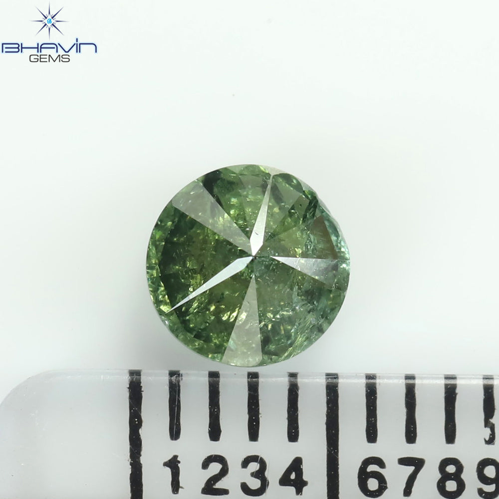 0.57 CT Round Diamond Natural Diamond Green Color I3 Clarity (5.20 MM)