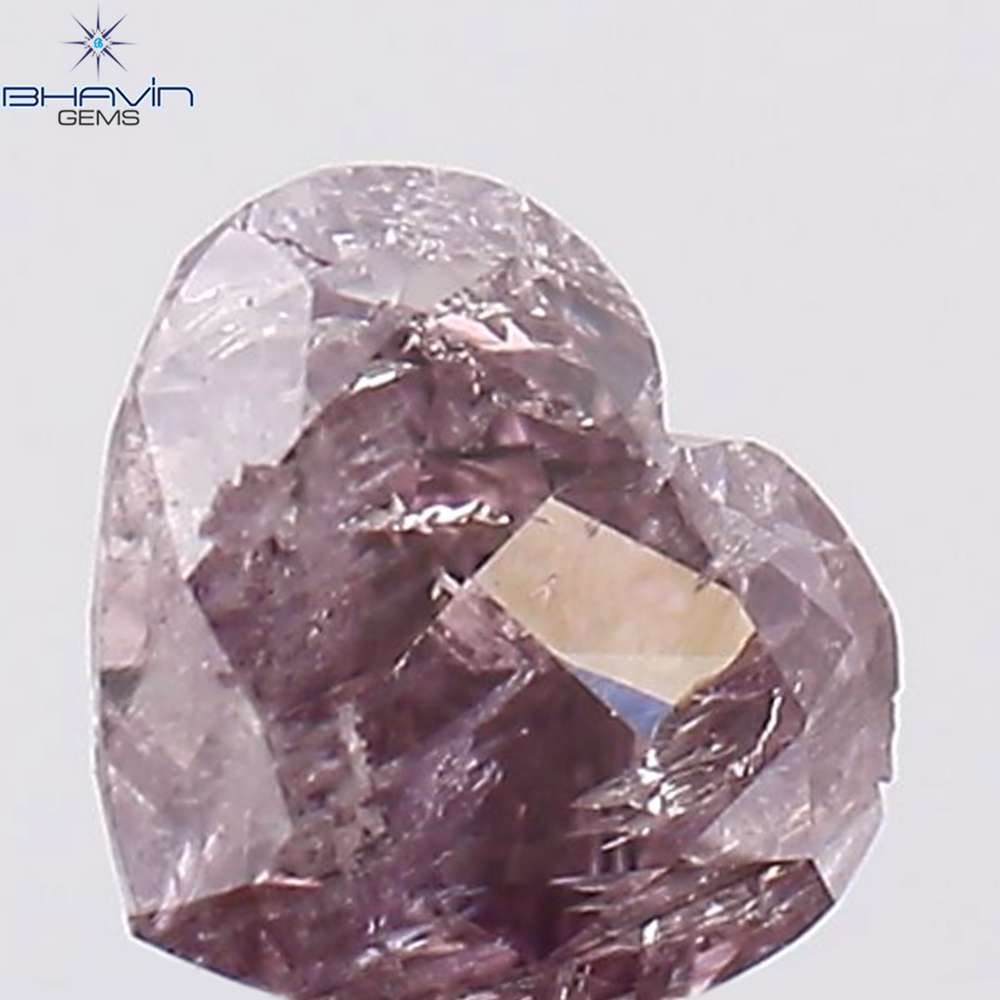 0.23 CT Heart Shape Natural Diamond Pink Color I2 Clarity (4.10 MM)