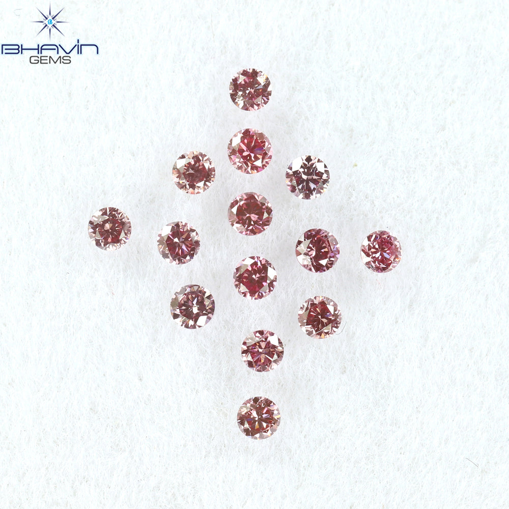 0.30 CT/14 PCS Round Diamond Vivid Pink Color Natural Diamond VS Clarity (1.70 MM)