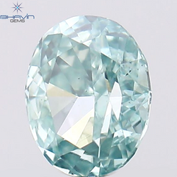 0.37 CT オーバル シェイプ ナチュラル ダイヤモンド グリーンがかったブルー カラー SI1 クラリティ (5.36 MM)