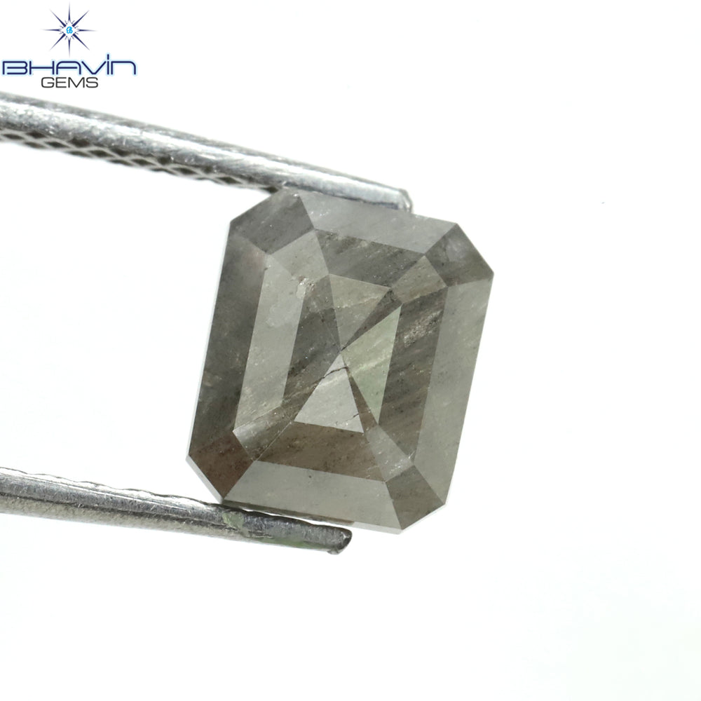 1.00 CT アッシャー シェイプ ナチュラル ダイヤモンド ソルト アンド ペッパー カラー I3 クラリティ (5.72 MM)
