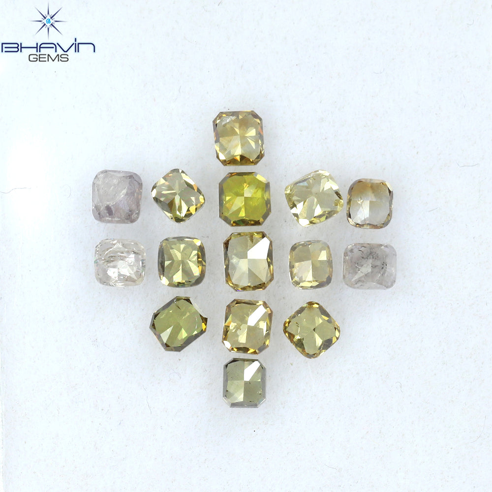 1.93 CT/15 Pcs Cushion Shape Natural Diamond Mix Color SI Clarity (3.30 MM)