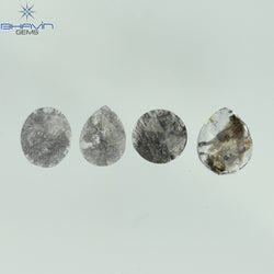 0.98 CT/4 Pcs Mix Slice Shape Natural Diamond  Salt And Pepper Color I3 Clarity (6.44 MM)