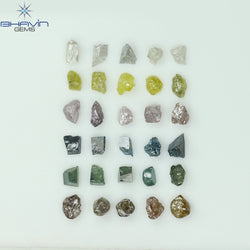 6.51 CT/51 PCS Mix Color Rough Diamond Natural loose Diamond I3 Clarity (3.41 MM)
