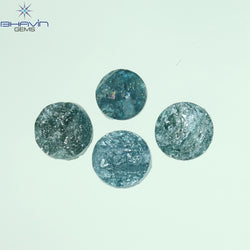 1.04 CT/4 Pcs Round Rough Shape Blue Natural Loose Diamond I3 Clarity (4.10 MM)