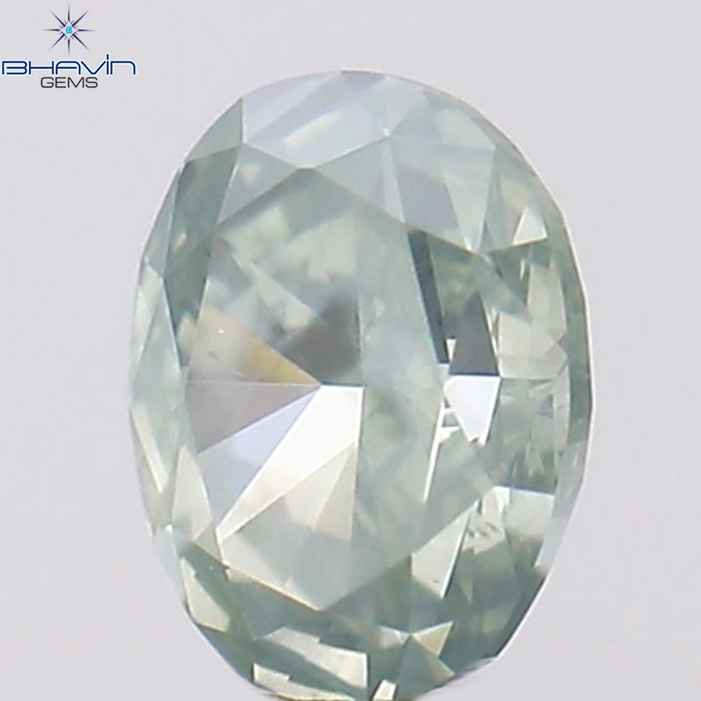 0.14 CT Oval Shape Natural Diamond Greenish Blue Color SI1 Clarity (3.54 MM)