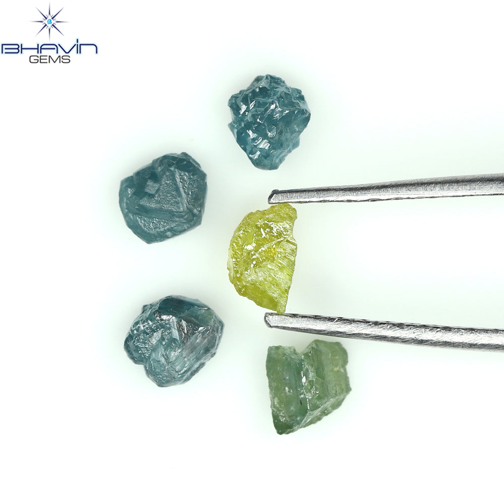 0.97 CT/5 PCS Rough Shape Enhanced Mix Color Natural Diamond I3 Clarity (4.17 MM)