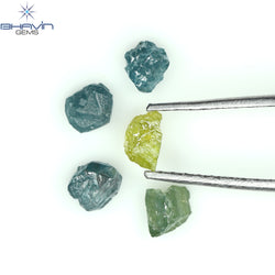 0.97 CT/5 PCS Rough Shape Enhanced Mix Color Natural Diamond I3 Clarity (4.17 MM)