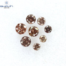0.11 CT/8 Pcs Round Shape Natural Loose Diamond Brown Pink Color I1 Clarity (1.70 MM)