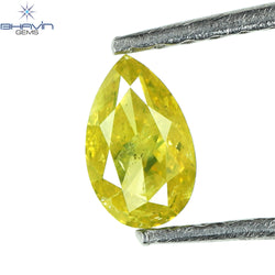 0.30 CT Pear Shape Natural Diamond Enhanced Yellow Color I2 Clarity (5.51 MM)