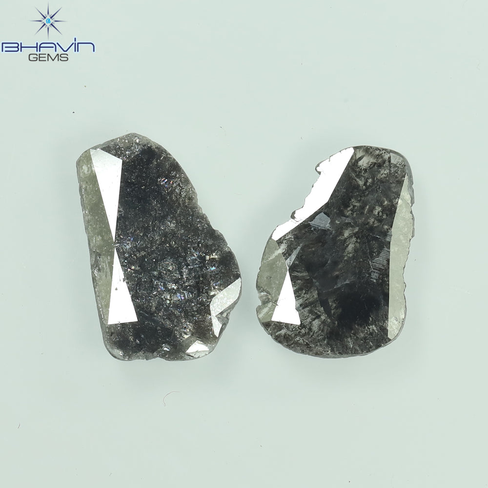 1.60 CT Slice Shape Natural Diamond Salt And Pepper Color I3 Clarity (11.19 MM)