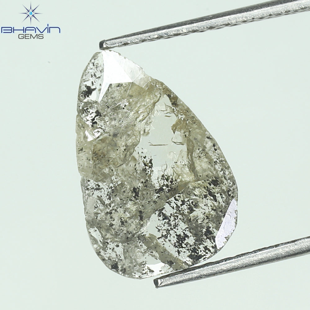 1.07 CT Slice Shape Natural Diamond Salt And Pepper Color I3 Clarity (12.15 MM)