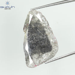 4.08 CT Slice Shape Natural Diamond Salt And Pepper Color I3 Clarity (19.63 MM)